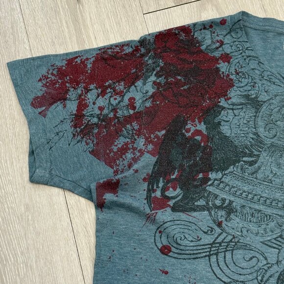 Y2K APT.9 Blood Splatter Graphic Men's Teal T-Shirt - Size XL - Picture 4 of 6